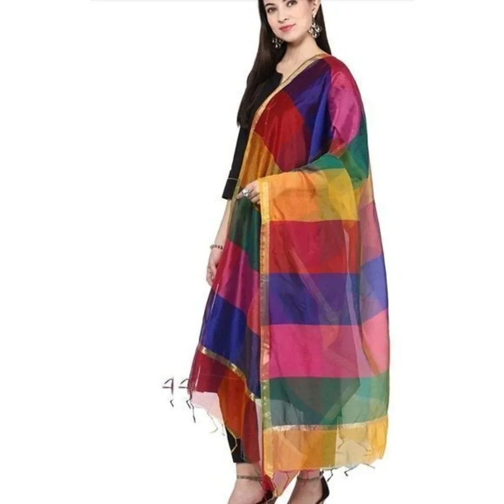 Women's multicheck Chanderi Dupatta